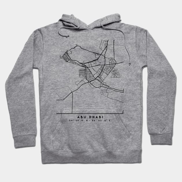 ABU DHABI UAE BLACK CITY STREET MAP ART Hoodie by deificusArt